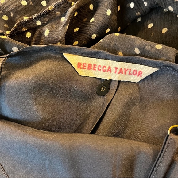 REBECCCA TAYLOR GREY BLOUSE WITH WHITE POLKA DOTS - Picture 6 of 15